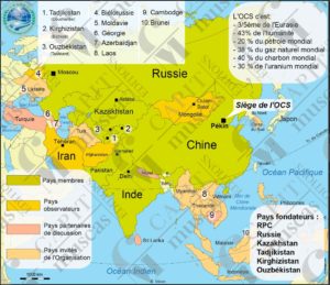 Carte de l'Organisation de coopération de Shanghai
