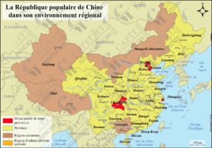 Carte de l'organisation administrative de la Chine