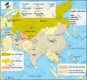 Carte de l'Union économique Eurasiatique