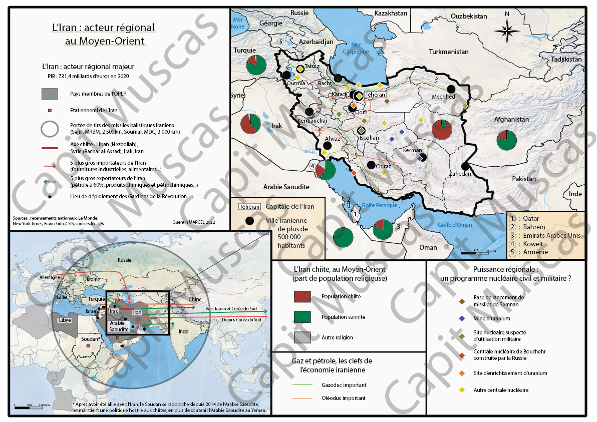 Carte : L'Iran : acteur régional au Moyen-Orient