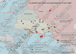 Carte La situation du conflit russo-ukrainien au 14 mars 2022