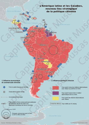 Carte L'Amérique latine et les Caraïbes, nouveau lieu stratégique de la politique chinoise
